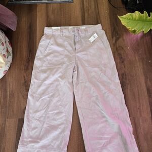 Lavender Gray High-waisted Wide-Leg Cropped Spring Pants